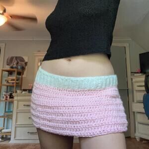 Crocheted Mini Skirt , Handmade. Comfy, Sexy, Y2K. Party - Going out